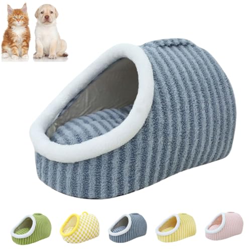 heofonm Cozy Hideaway Pet Bed, Small Cat Beds for Indoor Cats, Lift-able by Hand Slipper Pet Bed, Autumn and Winter Warm Plush Pet Beds for Cat, Puppy (L,Blue) von heofonm