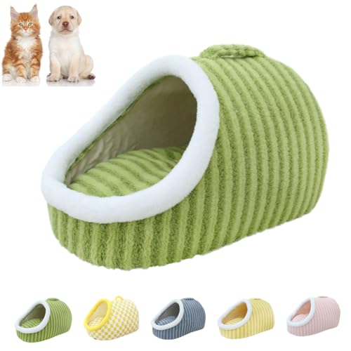 heofonm Cozy Hideaway Pet Bed, Small Cat Beds for Indoor Cats, Lift-able by Hand Slipper Pet Bed, Autumn and Winter Warm Plush Pet Beds for Cat, Puppy (L,Green) von heofonm