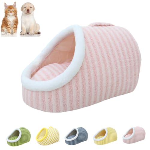 heofonm Cozy Hideaway Pet Bed, Small Cat Beds for Indoor Cats, Lift-able by Hand Slipper Pet Bed, Autumn and Winter Warm Plush Pet Beds for Cat, Puppy (L,Pink) von heofonm