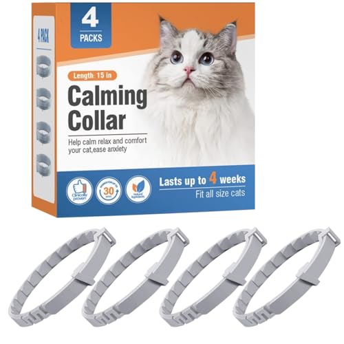 heqxwl Beruhigendes Halsband für Katzen und Katzen, Pheromon, beruhigendes Halsband, Stress, Grau, 4 Stück von heqxwl