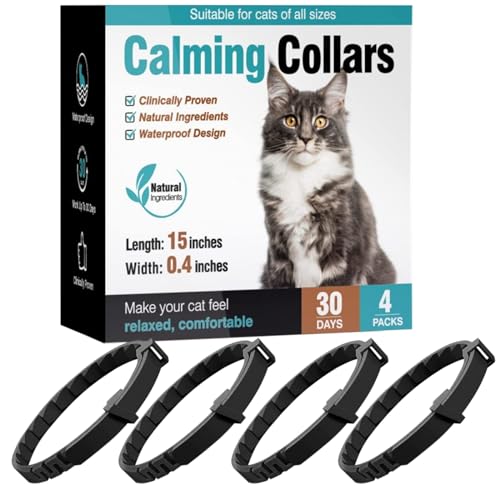 heqxwl Beruhigendes Halsband für Katzen und Katzen, Pheromon, beruhigendes Halsband, Stress, Schwarz, 4 Stück von heqxwl
