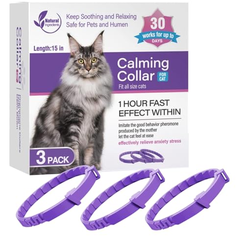 heqxwl Beruhigendes Halsband für Katzen und Katzen, Pheromon, beruhigendes Halsband, Stress, Violett, 4 Stück von heqxwl