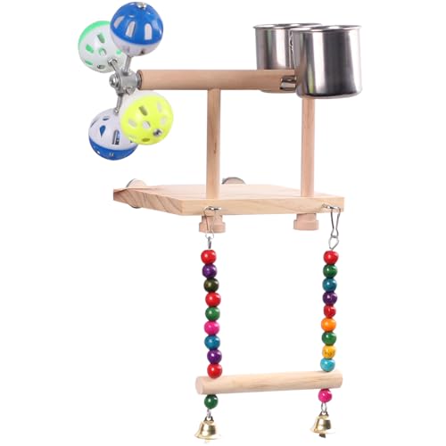 Vogelschaukeln, Vogel-Sitzstangen für Papageien, Sittiche, Holzplattform, Spielstudios, Übungsständer für grüne Wangen, Chinchilla, Hamster, Wellensittiche (Ball Swing) von hereex