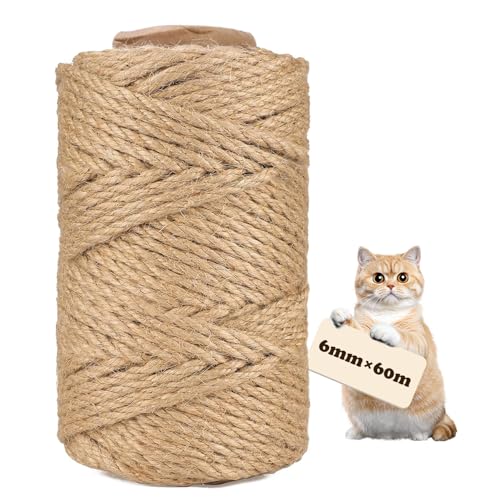 heuchaey Sisal Kratzbaum Schnur, 6MM x 60M, Sisalseil für Kratzbaum, Natur Sisal Seil für Katzen, Sisalseil für DIY, Dekoration, Katzenseilzubehör, Katzenspielzeug, Seil für Katzen heuchaey Sisal Kratzbaum Schnur, 6MM x 60M, Sisalseil für Kratzbaum, Natur Sisal Seil für Katzen, Sisalseil für DIY, Dekoration, Katzenseilzubehör, Katzenspielzeug, Seil für Katzen von heuchaey