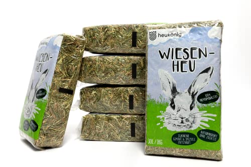 Heukönig Premium Wiesenheu 6kg - Frisches, Natürliches Heu aus Deutschen Regionen - Spitzenqualität für Kleintiere & Nager - Handliche 1kg Päckchen - Duftendes Wiesenheu für eine optimale Ernährung von heukoenig.de