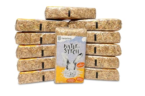 Heukönig - 100% Natürliches Stroh in 12x1kg Beuteln - Staubfrei und Umweltfreundliches Naturstroh, handlich Verpackt von heukoenig.de