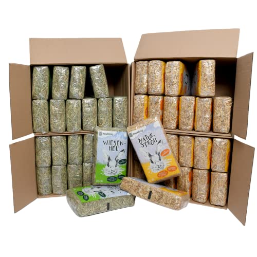 Heukönig 24x1kg Heu und 24x1kg Stroh Kombi-Paket, Perfekt als Einstreu und Futter - Natürlich & Staubfrei von heukoenig.de