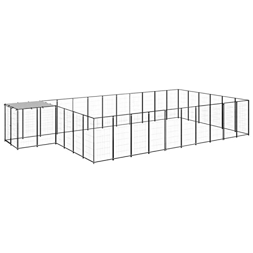 heybb Hundezwinger Schwarz 19,36 m² Stahl Dog Crate Indoor Kaninchen Freilaufgehege von heybb