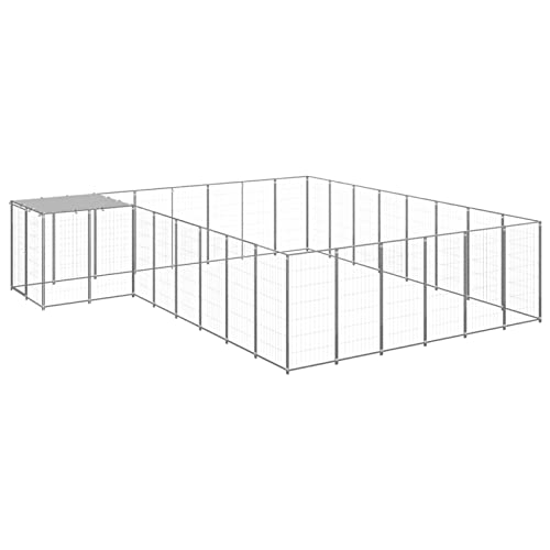 heybb Hundezwinger Silbern 15,73 m² Stahl Freilauf Dog Crate Indoor Kaninchen Freilaufgehege von heybb