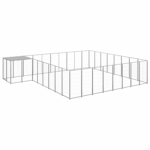 heybb Hundezwinger Silbern 20,57 m² Stahl Welpenauslauf Faltbar Freilauf Dog Crate Indoor von heybb