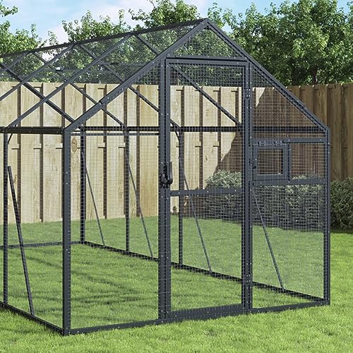 heybb Voliere Anthrazit 1,79x8x1,85 m Aluminium VogelkäFig Klein VogelkäFig-Futterspender von heybb