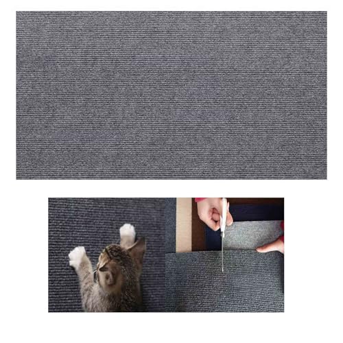 Kratzmatte für Katzen, 30x100cm Kratzmatte Selbstklebend, Zuschneidbarer Selbstklebender Katzenkratzteppich, Kratzbretter Katze, Katzen Kratzschutz für Wand Sofa Tür und Möbel (Dunkelgrau) von hgerGWW