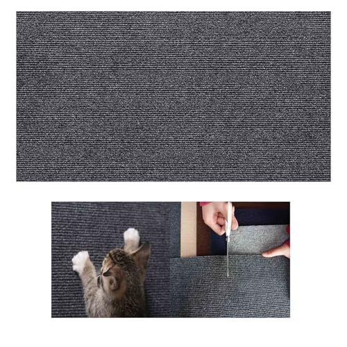 Kratzmatte für Katzen, 30x100cm Kratzmatte Selbstklebend, Zuschneidbarer Selbstklebender Katzenkratzteppich, Kratzbretter Katze, Katzen Kratzschutz für Wand Sofa Tür und Möbel (Schwarz) von hgerGWW