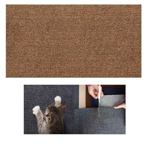 Kratzmatte für Katzen, 40x100cm Kratzmatte Selbstklebend, Zuschneidbarer Selbstklebender Katzenkratzteppich, Kratzbretter Katze, Katzen Kratzschutz für Wand Sofa Tür und Möbel (Braun) von hgerGWW