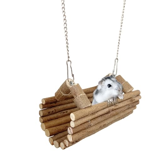 Hamster Hängematte Molar Käfig Schaukel aus robustem Naturholz für Hamster und andere kleine Nagetiere, die Bewegung benötigen, Hamster Hängematte Bett Indoor Hängematte Bett Schaukel Hamster von hgnxa