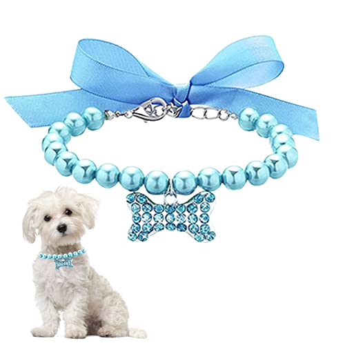 higyee Hundehalsband - Verstellbare Perlenhalsbänder Für Hunde | Hundehalsband Mit Fliege Und Perle | Süßes Haustierschmuck-Perlenhalsband Für Haustiere, Katzen, Hunde, Hochzeitsfeier von higyee
