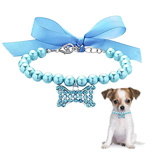 higyee Hundehalsband - Verstellbare Perlenhalsbänder Für Hunde | Hundehalsband Mit Fliege Und Perle | Süßes Haustierschmuck-Perlenhalsband Für Haustiere, Katzen, Hunde, Hochzeitsfeier von higyee