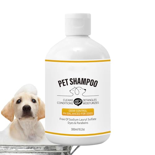 Hundeshampoo, Hundeshampoo zur Linderung juckender Haut | 300 ml Cat Conditioner Reinigungsshampoo,Reinigendes Hundeshampoo für stinkende Hunde, Shampoo zur Geruchsbeseitigung beim Baden von von higyee