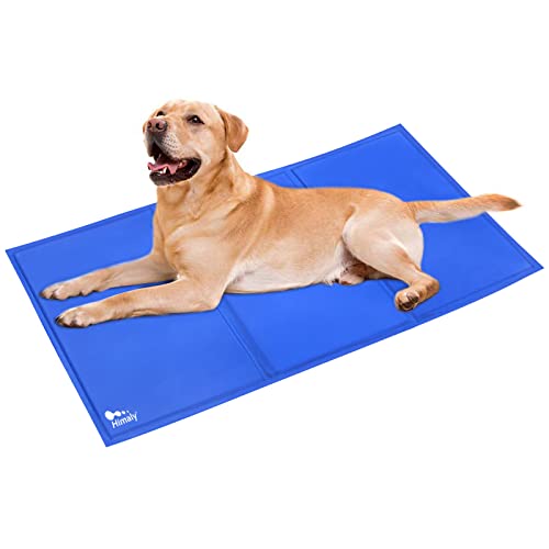 himaly Kühlmatte Hunde Katzen(50 * 90cm, Blau), Kuhlmatte für Hund und Katze mit Kaltgelpad, Selbstkühlende Kissen, Kühl Hundedecke, für Katzen und Hunde von himaly