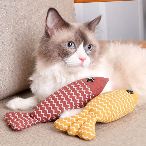 Homelifthub Cat Catnip Toy for Indoor Cats Fluffy Cat Calming Toy, Soft Cat Catnip Toys Pillow, Linen Chew Kitten Toy, Cute Fish Pillow for Cat Sleeping von homelifthub