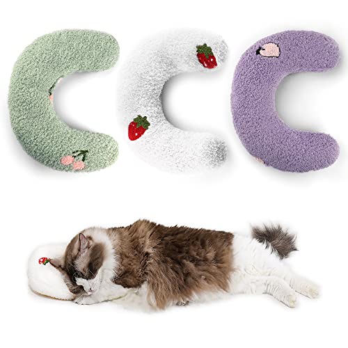 Homelifthub Kissen für Indoor-Katzen, Flauschiges Katzenbett, niedliches Kaninchenkissen für Decke und Tragetasche, schläfrig (3er-Pack (grün, lila und weiß) von homelifthub