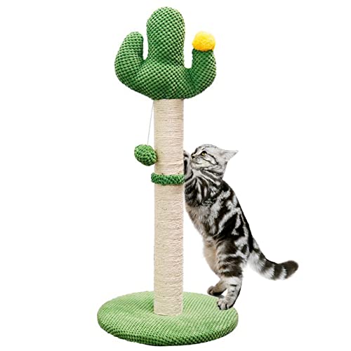 Katzenkratzbaum, Katzenkletterbaum für große ausgewachsene Katzen 94 cm hoch, Kaktusform für Innenkatze mit Teaserball, Katzenkratzbaum mit robuster stabiler Basis von homelifthub