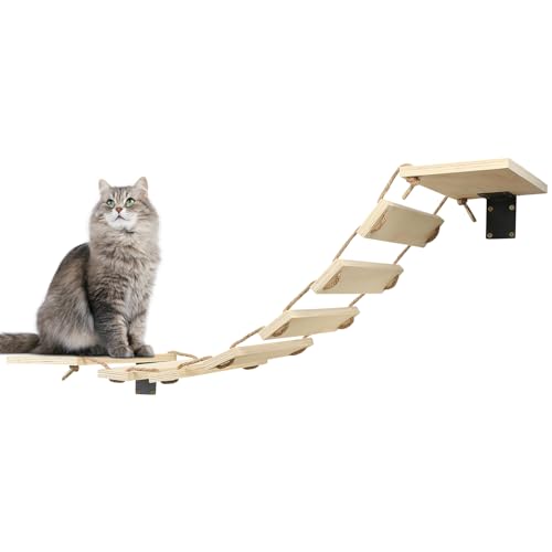 Homewell Hölzerne Katzenbrücke, Kletterwand Katzen, für DIY Catwalk, Katzenhängematte und Katzenwand für die meisten Kätzchen, mittlere und große Katzen, 32.5 * 15.5 * 85 cm von homewell