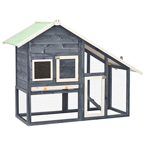 HOMIUSE Hasenstall Kaninchenstall Grau und Weiß Tanne Massivholz Hasenstall Meerschweinchen Haus Hasen ZubehöR Meerschweinchen KäFig Hasenstall DraußEn Winterfest HasenkäFig 140x63x120 cm von homiuse