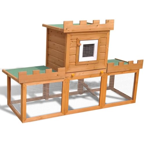 HOMIUSE Hasenstall Winterfest Kaninchenstall Draußen 142x50x101 cm Kaninchenstall Holz von homiuse