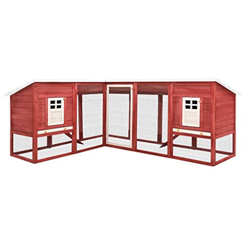 HOMIUSE Hasenstall Winterfest Kaninchenstall Draußen 250x192x105 cm Hhasenstall Winterfest XXL Rot und Weiß von homiuse