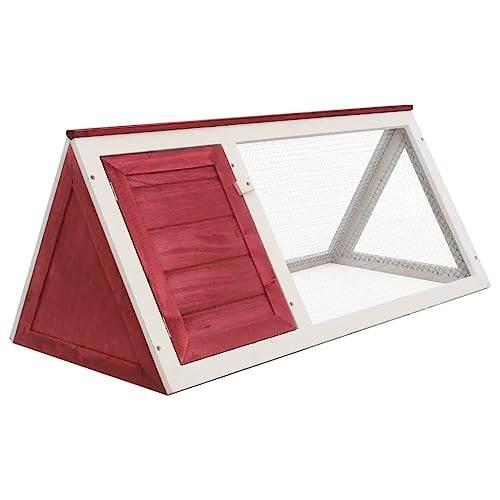 HOMIUSE Hasenstall Winterfest Kaninchenstall Draußen 98x50x41 cm Kleintierstall Rot und Weiß von homiuse