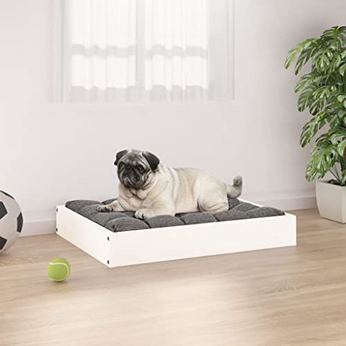 homiuse Hundebett Katzenbett Weiß 61,5x49x9 cm Massivholz Kiefer Hundekorb Katzenkorb Hundebett Grosse Hundebett MittelgroßE Hundebetten Hundesofa Hundekorb Grosse Hunde Nichts Kissen von homiuse