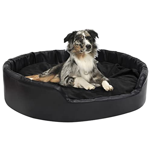 homiuse Hundebett Schwarz 99x89x21 cm Plüsch und Kunstleder Hundekissen Katzenbett Hundebett Grosse Hundekorb Katzenkorb HundeköRbchen Hundebetten Dog Bed Kissenbezug Waschbar rutschfeste von homiuse