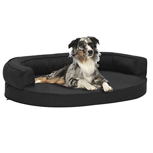 homiuse Hundematratze Ergonomisch 75x53 cm Leinenoptik Schwarz Hundekissen Katzenbett Hundebett Grosse Hundekorb Katzenkorb HundeköRbchen Hundebetten Hundekorb Grosse Hunde Dog Bed rutschfeste von homiuse