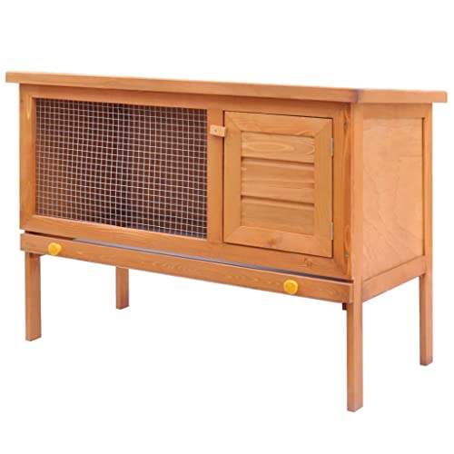 HOMIUSE Kaninchenstall Kleintierhaus Hasenstall 1 Ebene Holz Hasenstall Meerschweinchen Haus Hasen ZubehöR Meerschweinchen KäFig Hasenstall DraußEn Winterfest HamsterkäFig Holz Braun90x45x65,5 cm von homiuse