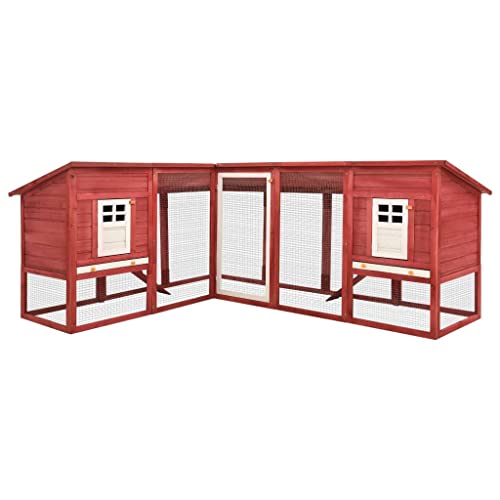 HOMIUSE Kaninchenstall mit Freilauf Rot und Weiß Tanne Massivholz Hasenstall Meerschweinchen Haus Hasen ZubehöR Meerschweinchen KäFig Hasenstall DraußEn Winterfest HamsterkäFig Holz 250x192x105 cm von homiuse