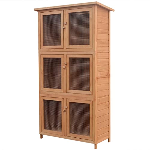 homiuse Kleintier/Kaninchenstall 6 Boxen Holz Hasenstall Hasen ZubehöR Meerschweinchen Haus Meerschweinchen KäFig Hasenstall DraußEn Winterfest HamsterkäFig Holz Kaninchenhaus Braun 102x48x180 cm von WIFESE