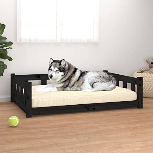 homiuse Hundebett Schwarz 105,5x75,5x28 cm Massivholz Kiefer Katzenbett Hundekorb Katzenkorb Hundebett Grosse Hundebett MittelgroßE Hundebetten Hundesofa Hundekorb Grosse Hunde Stützende Seitenwände von homiuse