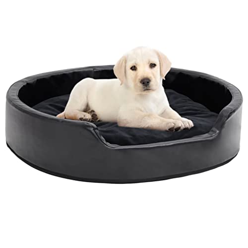 homiuse Hundebett Schwarz 79x70x19 cm Plüsch und Kunstleder Hundekissen Katzenbett Hundebett Grosse Hundekorb Katzenkorb HundeköRbchen Hundebetten Dog Bed Kissenbezug Waschbar rutschfeste von homiuse