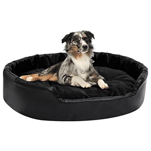 homiuse Hundebett Schwarz 90x79x20 cm Plüsch und Kunstleder Hundekissen Katzenbett Hundebett Grosse Hundekorb Katzenkorb HundeköRbchen Hundebetten Dog Bed Kissenbezug Waschbar rutschfeste von homiuse