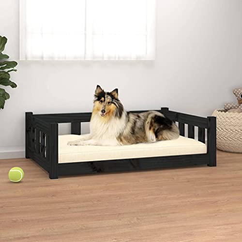 homiuse Hundebett Schwarz 95,5x65,5x28 cm Massivholz Kiefer Katzenbett Hundekorb Katzenkorb Hundebett Grosse Hundebett MittelgroßE Hundebetten Hundesofa Hundekorb Grosse Hunde Stützende Seitenwände von homiuse