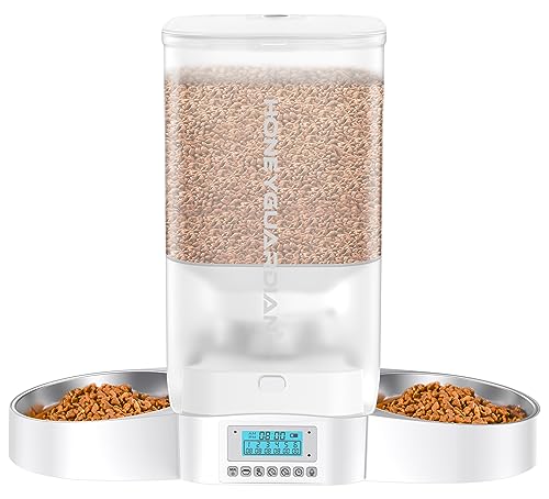 HoneyGuaridan Futterautomat Katze 2 näpfe, Gleichmäßig Verteilung Katzenfutter Automat, 5L Timer Futterspender im Gesamtdichtungsdesign, Edelstahlschüssel, 10s Sprachaufzeichnung,1-6 Mahlzeiten/Tag HoneyGuaridan Futterautomat Katze 2 näpfe, Gleichmäßig Verteilung Katzenfutter Automat, 5L Timer Futterspender im Gesamtdichtungsdesign, Edelstahlschüssel, 10s Sprachaufzeichnung,1-6 Mahlzeiten/Tag von honeyguaridan