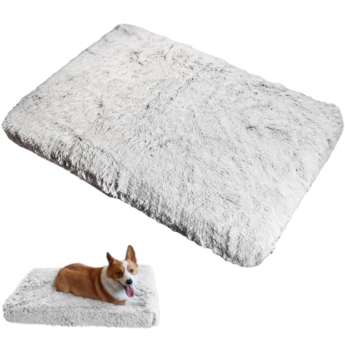 Extra große Hundebett, Flauschig Hundekissen Waschbar Hundematratze, Beruhigende Flauschige Anti-Angst, Langer Plüsch, Deluxe Plüsch Hundematte mit Anti-Rutsch-Boden, 120 * 80 * 10cm von hongmo