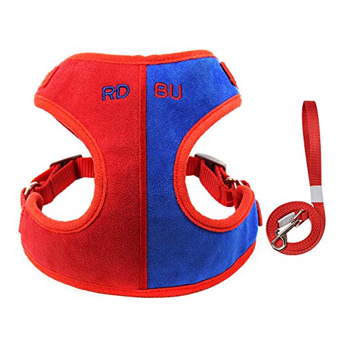 Geschirr Hund Hunde Leine Hundewestengeschirr Kein Zuggurt für Hunde Hundegeschirr führen Hundeleine für kleine Hunde Katzengeschirr mit Blei 28,red Blue von hongyupu