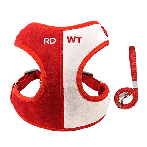 Geschirr Hund Hunde Leine Hundewestengeschirr Kein Zuggurt für Hunde Hundegeschirr führen Hundeleine für kleine Hunde Katzengeschirr mit Blei 40,red White von hongyupu