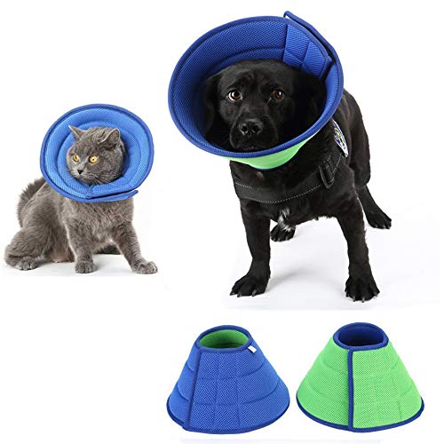 Hundekragen Trichter Hund Recovery Collar Cone für Hautausschläge Hund Anti Biss Cone Recovery Collar Cone für Wunden Bequemer Haustier-Kragen-Kegel Blue&Green,2# von hongyupu