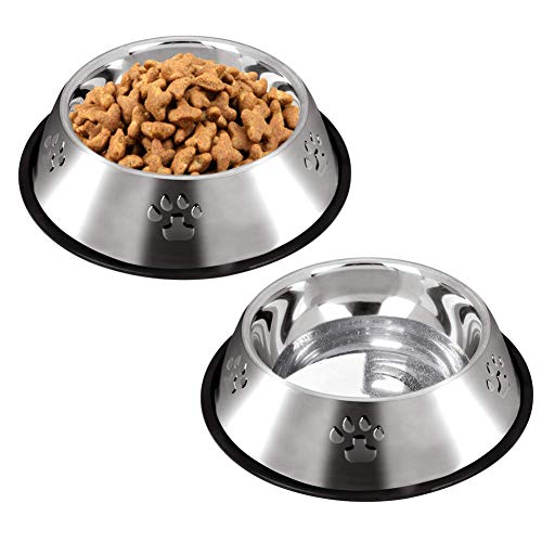 Katzennapf rutschfest Hundenapf Edelstahl rutschfest Katzen Futternapf Personalisierte Hundenapf Katzen-Wasserschüssel Katzenschalen Twin 2pcs-b,15cm von hongyupu