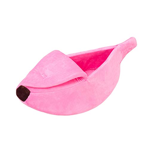 hongyupu Hundebett Katzenhöhle Haustierhöhle Flauschiges Hundebett Kleines Katzenbett Haustier-Innenhaus Plüsch Hundebett Hundekomfortbett Hund Schlafsofa pink,53cm von hongyupu