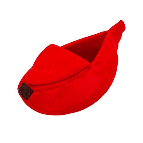 hongyupu Hundebett Katzenhöhle Haustierhöhle Flauschiges Hundebett Kleines Katzenbett Haustier-Innenhaus Plüsch Hundebett Hundekomfortbett Hund Schlafsofa red,40cm von hongyupu