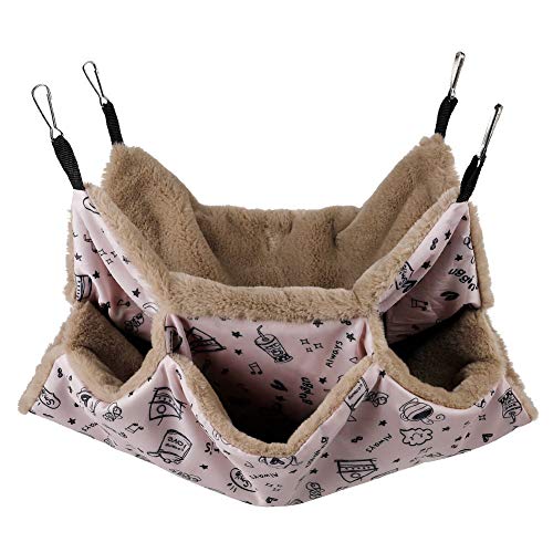 hongyupu Meerschweinchen Zubehoer Ratten Zubehör Zweischichtiger Schlafsack für Eichhörnchen Hamster Cage Zubehör Rattenbett Meerschweinchen-Hängematte pink von hongyupu